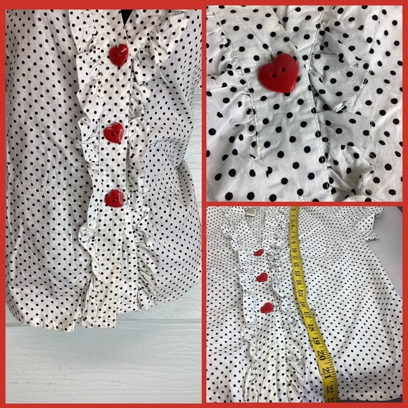 Polka Dot Ruffle Blouse with Heart Buttons 31 - Picture 2 of 7